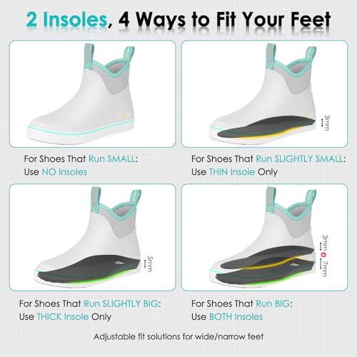 Kalkal Women's Deck Boots, Waterproof Ankle Rain Boots Fishing Boots with High Traction, Women's Rubber Boots For Gardening Fishing Boating Camping(Grey,Size7) — view 3