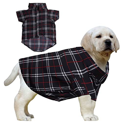 Image of Western Era Cotton Printed Breathable Basic Vest Dog Shirt, Super Soft Shirt, Cute Lightweight Thin Shirt for Your Furries, Ultra Comfort Dog Apparel (Black Check Print) (Medium - 16inch)