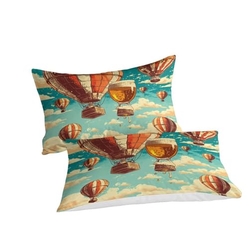 Housse de couette single montgolfière en microfibre douce avec taies