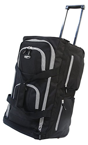 Olympia U.S.A. 8 Pocket Rolling Duffel Bag, Black/Chevron, 22 inch