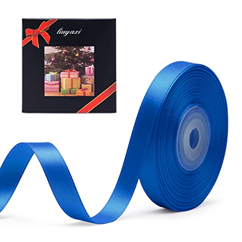 Image of Solid Color Double Faced Blue Satin Ribbon 3 /8 inch X 25 Yards, Ribbons Perfect for Crafts, Wedding Decor, Bow Making, Sewing, Gift Package Wrapping and More