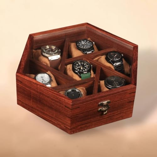 Image of Wooden Watch Box /Case, Handmade Superior Indian Rosewood Watch Display Box Case for Men| Wooden Watch Box for Men. (7 slot -5)