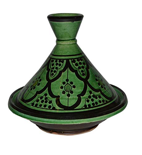 Moroccan Serving Tagine Handmade Ceramic Tajine Dish Exquisite 7 inches Green ~ Tom