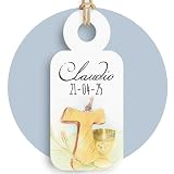 Vestin M-Italy Tag in Cartoncino personalizzabili - Calice e Crocifisso mod2 - Tag Bomboniere Comunione e Cresima personalizzati con nastrino MADE IN ITALY (50)