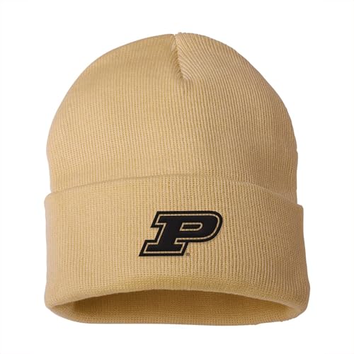 UGP Campus Apparel - BN508 - Purdue Boilermakers Primary Logo - Sports Team Cuffed Beanie - One Size - Camel