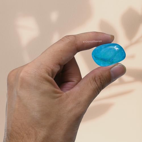 Image of Crystal Heaven Certified Aqua Aura Quartz Healing Tumbled Stone,Natural Polished Crystals For Diy Crafts,Manifestation,Meditation,Pooja Feng Shui And Reiki Healing(30 Grams)