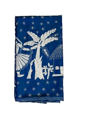 Sanavi's Saree Kuthir Handwoven Bangalore Silk Kantha Stitch Saree with Blouse Piece Inside (Dual Tone Blue &
