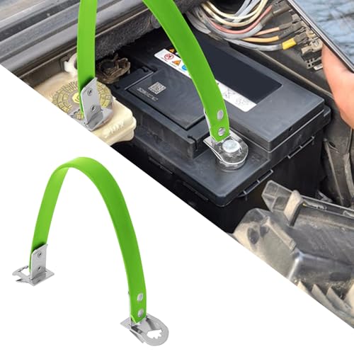 Car Battery Carrier Strap, Car Battery Carrier, Metal Heavy Duty Battery Strap with Auto Lifter Handle, Universal Automotive Battery Lifter Accessories for Car, SUV, Truck, RV - Green