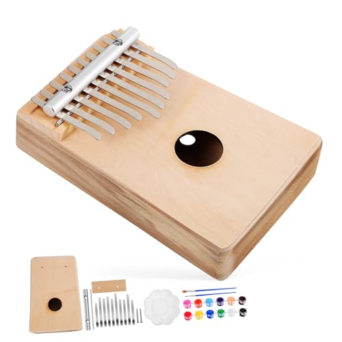Vaguelly 木製サムピアノ キー カリンバ楽器 子供用 小型 持ち運び便利 旅行キャンプに 音符付き属キー 初心者向け ペイント付き