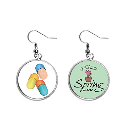 Pendientes de primavera para diario con colgante decorativo de píldora