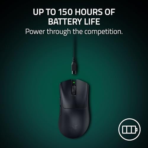 Razer DeathAdder V4 Pro Wireless Gaming Mouse: 56g Lightweight - HyperSpeed Wireless Gen-2 - Optical Scroll Wheel - Optical Switches Gen-4 - Focus Pro 45K Sensor Gen-2 - Up to 150 Hr Battery - Black — view 7