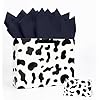 MUNILAIL 13 Inches Cow Print Gift Bag Large Gift Bag with Handle Tissue Paper and Greeting Card for Birthday Baby Shower Cow Themed Party Large Paper Gift Bag