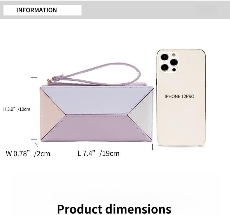 Large Color-Block Wristlet & Long Clutch Wallet - with Phone Pocket, Card Slots & Leather Zipper | Gift - Image 5
