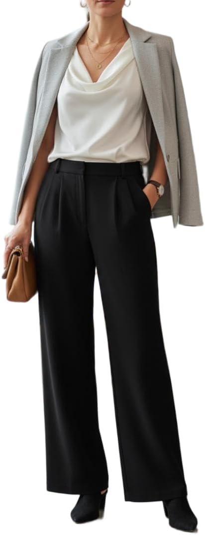 Women's Wide Leg High Waist Loose Palazzo Office Dress Pants with Pockets Work for Women Business Casual - Image 2
