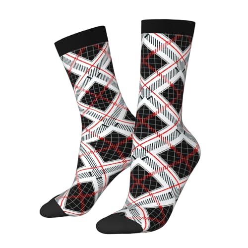 Classical-Checkered-Plaid-R-Textile-Design-Motifs-Chequ ​unisex Novelty Crew Socks, Stretch Comfort Fit​