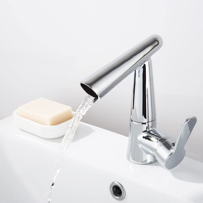 Mitigeur de lavabo eau chaude et froide avec jet cascade design noir