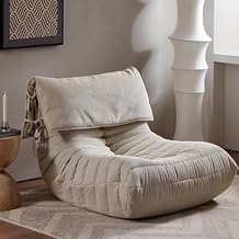 Fireside Chair, Accent Togo Sofa with Removable Headrest Floor Lounge Chair Lazy Sofa Accent Chair,50D Styling Cotton and Violet Sponge Filling with Removable Headre Apricot-3