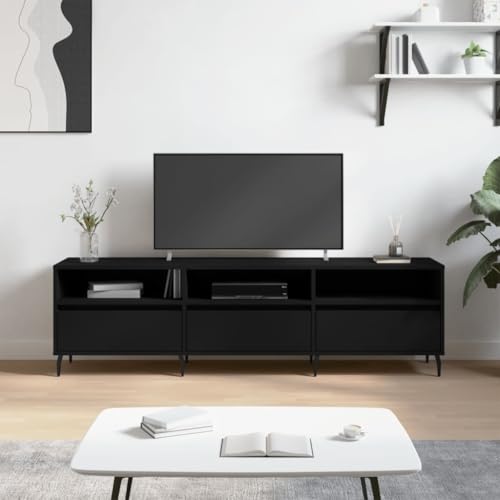 Festnight TV Schrank 150 cm TV lowboard Holz TV Sideboard Wohnzimmer Fernsehtisch Fernsehschrank Mit Schränken -Schwarz-150x30x44,5 cm Festnight TV Schrank 150 cm TV lowboard Holz TV Sideboard Wohnzimmer Fernsehtisch Fernsehschrank Mit Schränken -Schwarz-150x30x44,5 cm