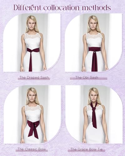 Image of Glitopper Women Chiffon Sash Belt Dress Sash Waist Bridal Wedding Belt 50s Accessories 3'' Wide