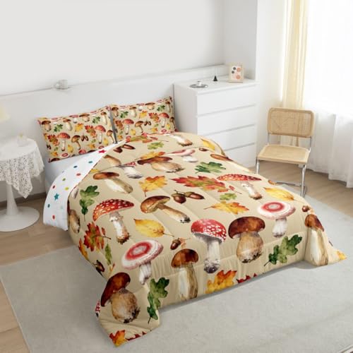 Image of Feelyou Mushroom Fungus Wild Comforter Set Queen Size Kids Boys Girls