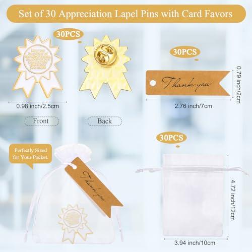 sasylvia 30 set team appreciation gifts thank you enamel pin lapel pin bulk medal brooch award pin badges with thank you card organza bag for coworker employee appreciation gifts(proud)