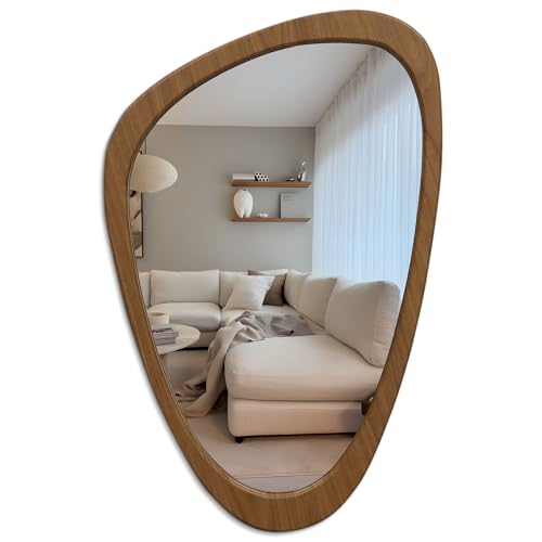 SAFERRYHOME Asymmetrical Irregular Framed Mirror, Abstract Wall Mirror Mid Century Modern Decorative Decor for Entryway Bedroom Bathroom Vanity, Hanging Vertically or Horizontally, 20"x30"