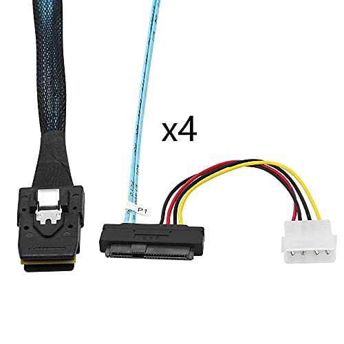 Sinloon Mini Sas 36 Sff-8087 To Sff-8482 Connectors 3.3Ft Internal Mini Sas 4I Sff-8087 36 Pin To Sas 4X Sff-8482 29Pin Hard Disk Sas Cable With 4X 4Pin Power Cable (1 To 4) #TOP3