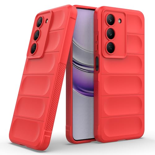 Image of Zapcase Back Case Cover for Realme 14x 5G | Compatible for Realme 14x 5G Back Cover | Liquid Silicon Magic Case with Camera Protection | Red