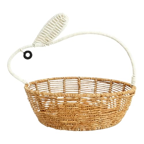 Cesta de almacenamiento de ratán, conejo de Pascua, decoración del hogar, cesta de almacenamiento de ratán, para cocina, salón, baño, habitación infantil, mesa, picnic, juguete, aperitivo