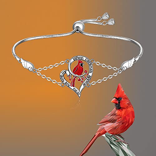 Red Cardinal Bracelet for Women Sterling Silver Heart Cardinal Gifts for Women Appear When Angels are Near Memorial Sympathy Jewelry Charms Mothers Day4