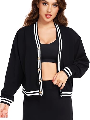 IBL LiveShine Cardigan Sweaters for Women, Scuba Collegiate Style Open Front Sweatshirt with Buttons Loose Fit Trendy 2025
