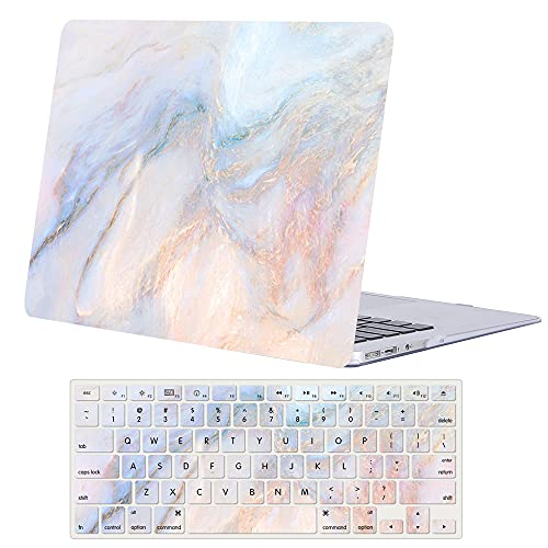 Coque Compatible avec MacBook Pro 13 Pouces 2016-2020 Modèle: A2338 M1/ A2289/ A2251/ A2159/ A1706/ A1989/ A1708, Plastique Mat Étui Housse Rigide & Protection Clavier - Rose Bleu