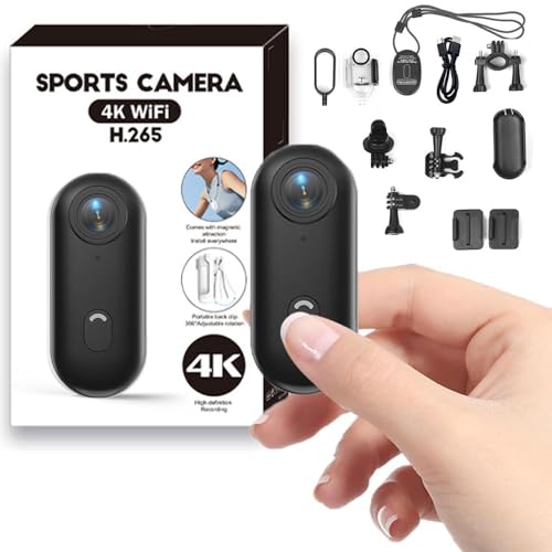 Mini Camera Vlog 4K- Mini Caméra Espion 4K 360 Degrés Camera Sport Moto avec Microphone...