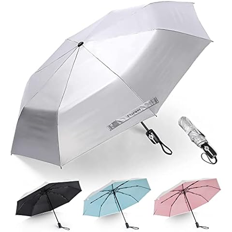 Prospo UPF 50+ UV Block Sun Protection Umbrella Large Compact Folding Travel Umbrella 46 Inch Auto Open Close Rain Umbrella for Women Men Cover