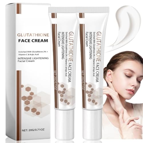 2Pcs Glutathione Face Cream,Spot Treatment for Face,Kojic Acid Face Cream for Skin Tone Correcting,Moisturiser Face Women,Dark Spot Remover,Anti-Aging Face Cream,Freckle Removal Cream for Woman