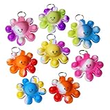 Roaqua 12 Packs Bulk octopus Fidget Bubble Mini Pop Keychain Fidget for Teens and Kids,Birthday Party Favors Supplies Summer Student Prizes Gifts