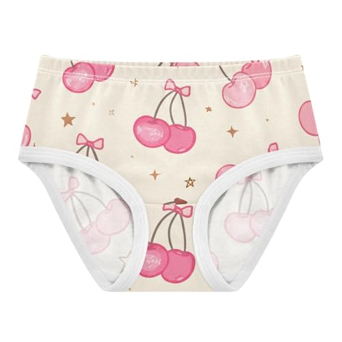 Cute Pink Cherries Bows Beige Toddler Girls Underwear 2t Cotton Little Girl Panties Flower Briefs Kids Undies