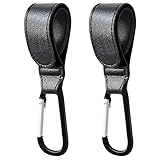 Ganchos para cochecito Ganchos de piel para cochecito de bebé, color negro