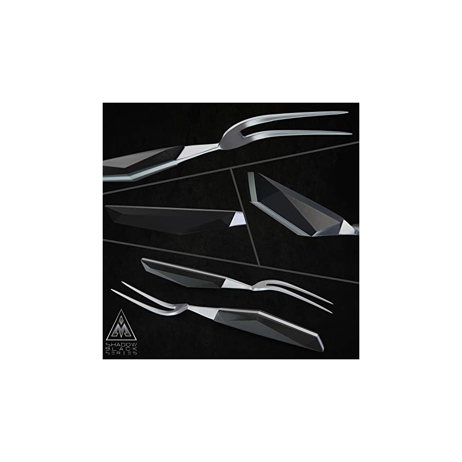 Dalstrong Carving Knife & Fork Set - 9" Blade - Shadow Black Series - Black Titanium Nitride Coated - High Carbon - 7CR17MOV-X Vacuum Treated Steel - Carving Set - BBQ Knife - Sheath - NSF Certified