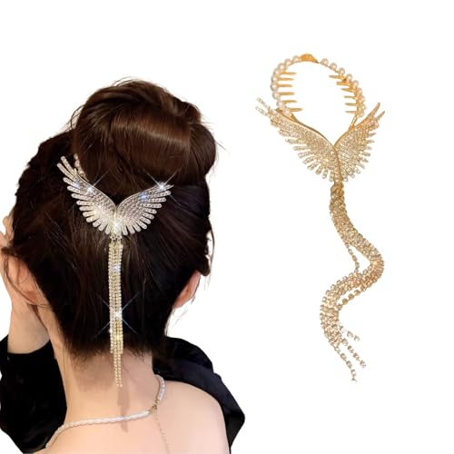 Pince à cheveux femme strass cristal et nœud perles pour accessoire chignon
