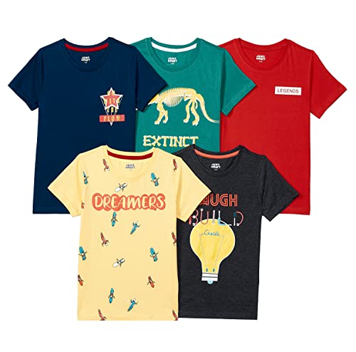 Amazon Brand – Jam & Honey Boy’S Regular T-Shirt (Aw20Bts-Hs-Po5_Multicolor 1 4-5 Years)