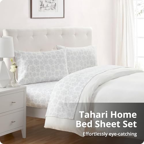 Image of Tahari Home Brushed Flannel 4-Piece Bedding Set, Queen, Snowflake Silver