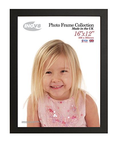 Inov8 British Made Real Wood Picture/Photo Frame 16x12" Inch(41x30cm) - Auckland 20mm Pine Black