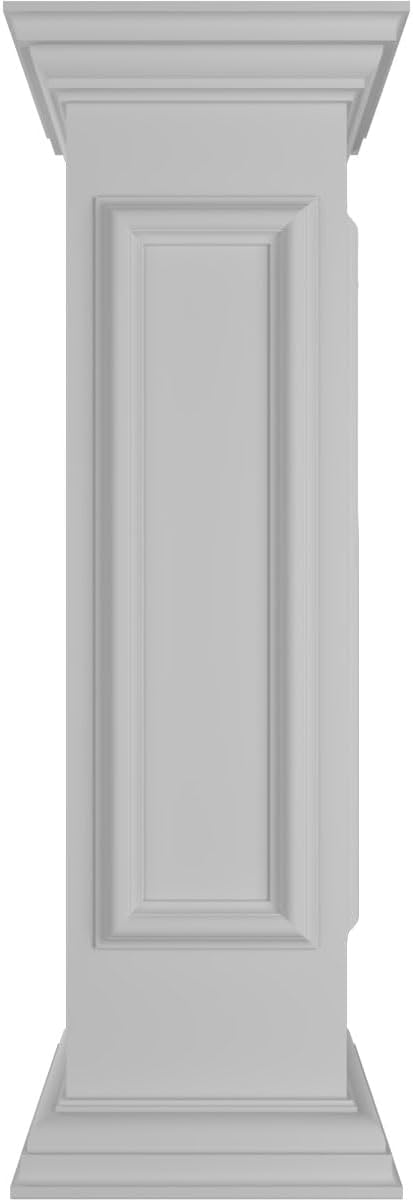 10"W x 40"H End Newel Post with Panel, Flat Capital, & Base Trim (Installation kit Included)