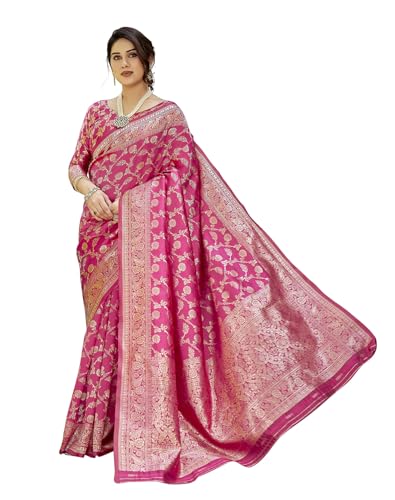 Image of Yashika Women's Trendy Pure Banarasi Kanjivaram Saree with Blouse Material