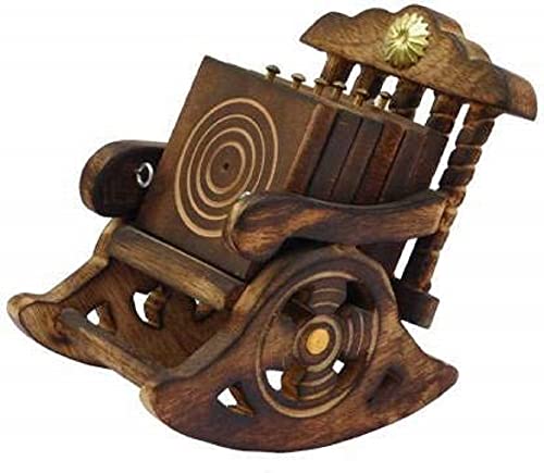 Craftland Wooden Antique Miniature Chair Shape Tea,Coffee,Drink hot/Cold Coaster Set with 6 Coaster for Kitchen/Dining Table/Office/Restaurant.