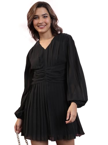 Image of Tokyo Talkies Women's Long Sleeves V-Neck Solid Dresses| Dresses Women| Dresses| Stylish| Casual