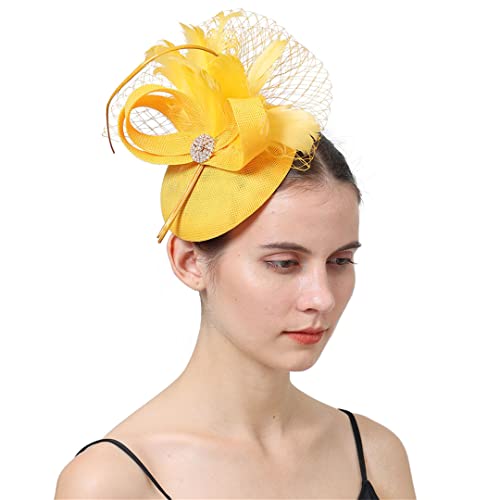 Chapeau bibi jaune mariage et église bandeau élégant pour femme