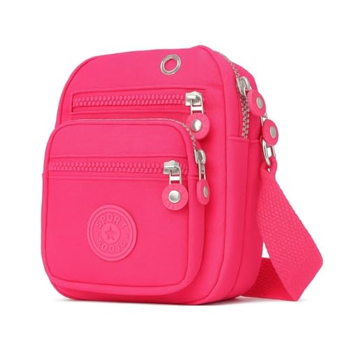 Shoulder Bag Mini Bolsa Transversal Tiracolo Unissex - Nylon Impermeável com Alça de Transporte (ROSA PINK)