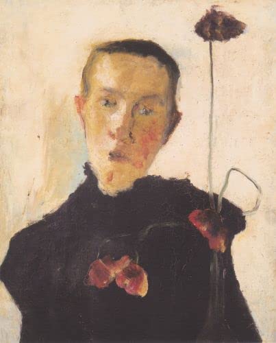 Portrait en pied d'une femme aux coquelicots : une poésie murale signée Paula Modersohn